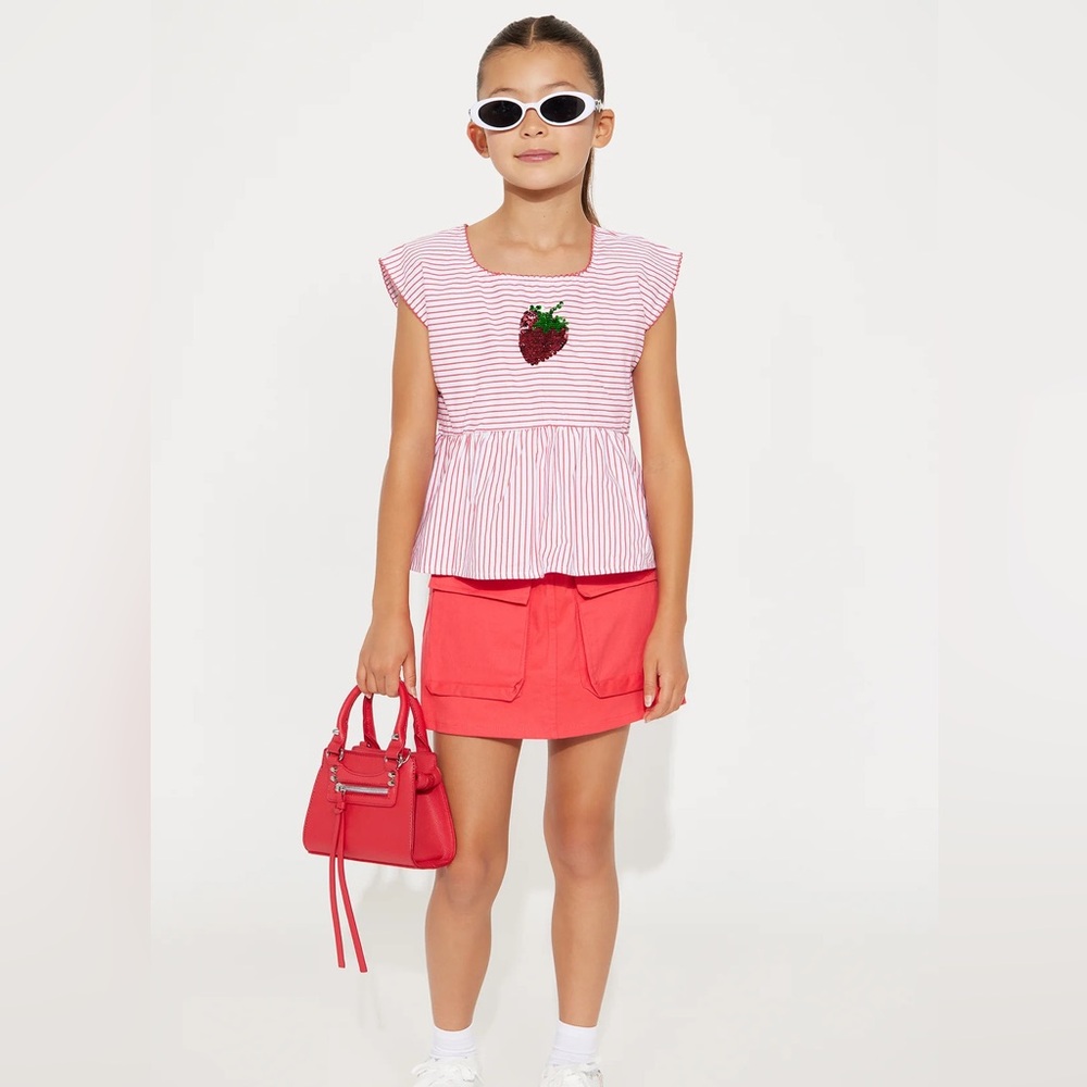 Striped Pink Kids Top & Skort- 2pc Set